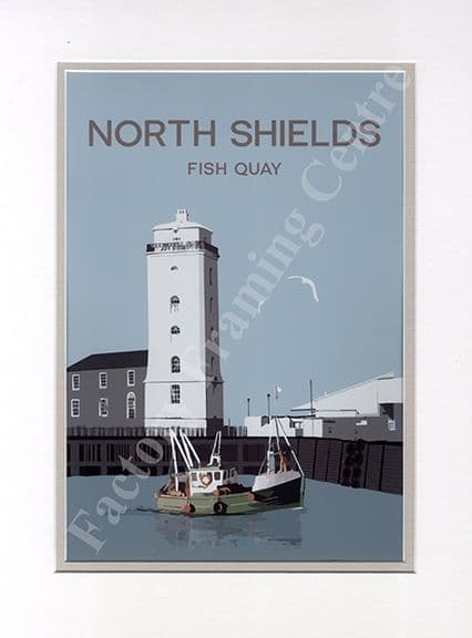 North Shields - Modern Poster Art Mounted Print