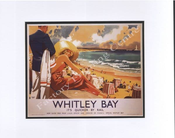 Whitley Bay - Modern Railway Poster Style Mounted Print