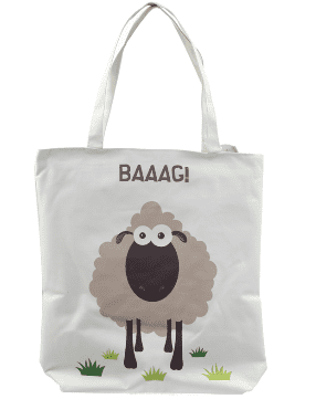 BAAAG Sheep Cotton Bag with Zip and Lining