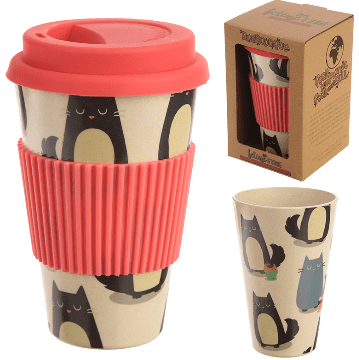 Eco-Friendly Cat Reusable Bamboo Travel Cup