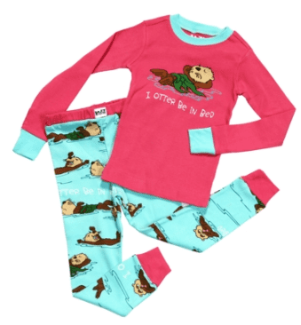 Girls LazyOne I Otter Be In Bed PJ set with long sleeves