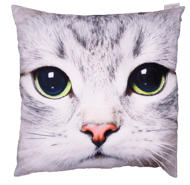 Gray Cat Face Photo Design Cushion