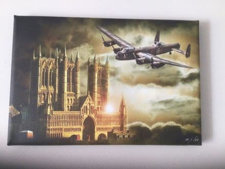 Lancaster bomber over Lincoln Cathedral photo canvas