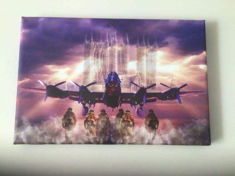 Lancaster photo canvas with airmen