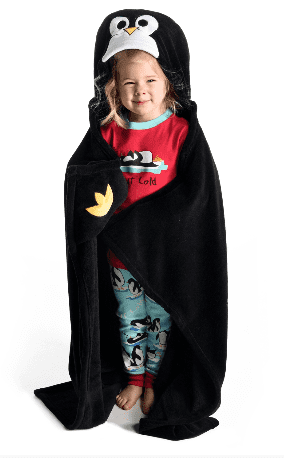 LazyOne Hooded Critter Fleece Penguin Blanket