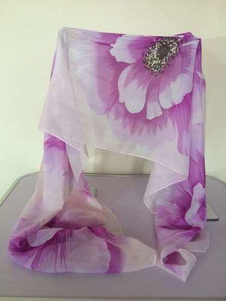 Lilac Peony Blossom Print Scarf