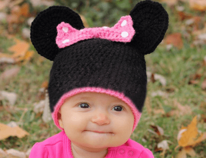 Minnie Mouse Style Crochet Beanie Hat for Children