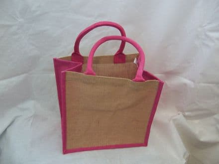 Pink Edged Jute Bag