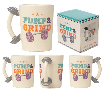 Pump & Grind Dumbbell Shaped Handle Ceramic Mug