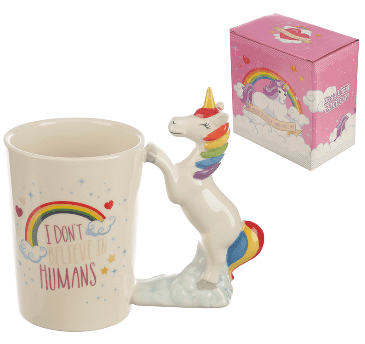 Rainbow Unicorn Shaped Handle Mug