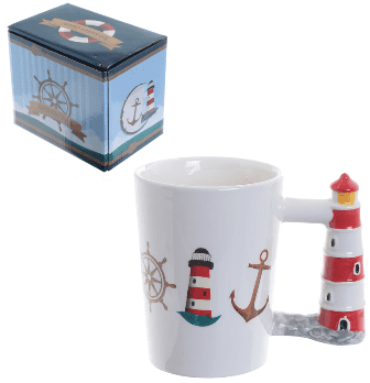 Seaside Lighthouse Shaped Handle Mug