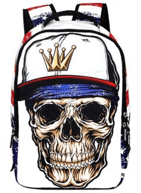 Skull Wearing  a Baseball Hat Backpack