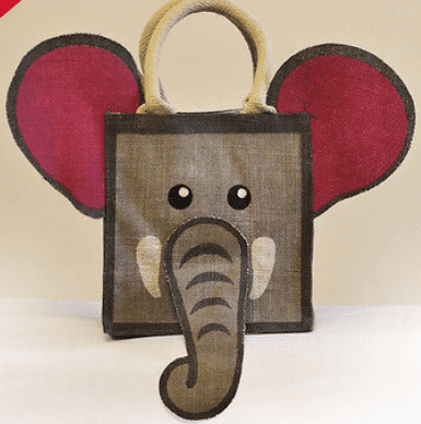 Small Elephant Jute Bag