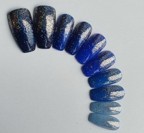 Blue Gradient with Silver Holo Fade