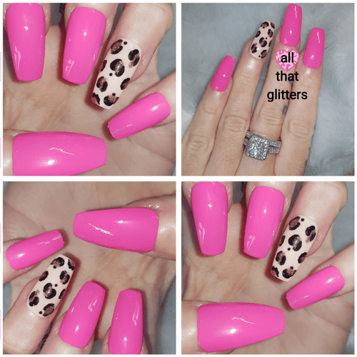 Bubblegum Pink & Leopard Nail Art
