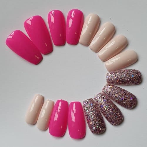 Bubblegum,Powder Pink & Pink Diamond Glitter