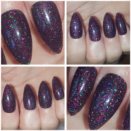 Gothic Girl Holographic Glitter Nails
