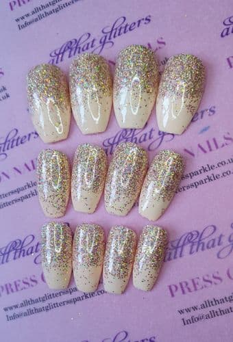 Nude & Gold Holographic Glitter Fade