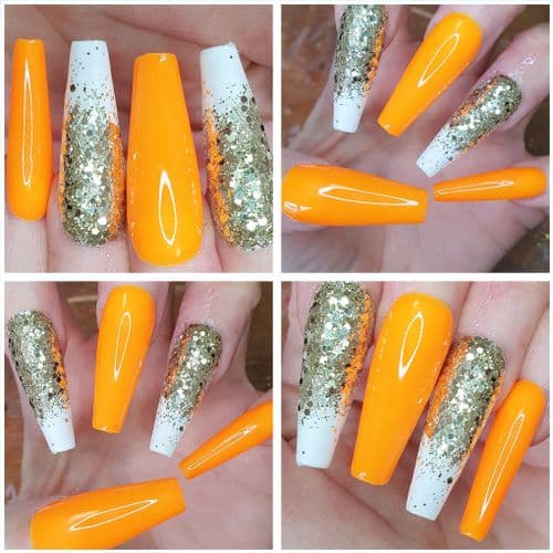 Obviously Orange with Light Gold Glitter Fade