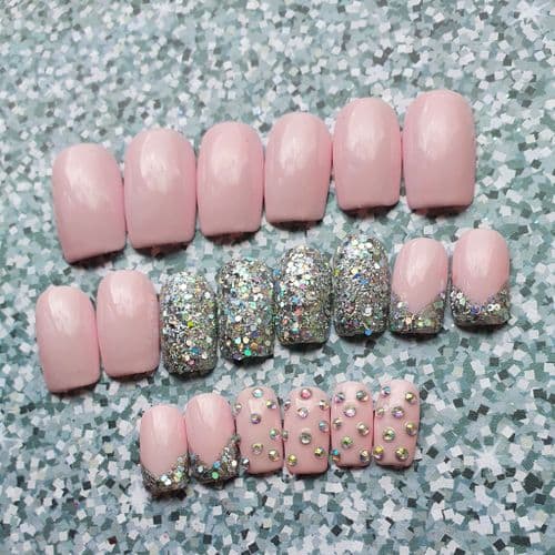 Silver Holo, Pale Pink & Gems