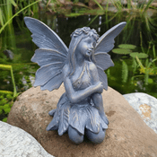 Bronze Effect Flower Fairy - The Kneeling Fairy - 18cm