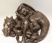 Bronze Hand Made Dragon & Pixie " Huff & Puff"