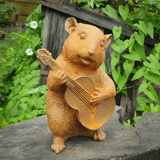 Cast Iron Musical Mice - Mouse with  guitar - 19cm