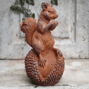 Cast Iron Squirrel on a conker