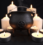 Cast Iron Traditional Cauldron with Pentagram - 10cm
