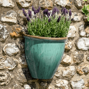 Ceramic Drip Glaze Wall Planter -  Moss Green - Made From  Recycled Plastic  & Stone