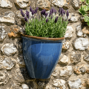 Ceramic Drip Glaze Wall Planter -  Vibrant Blue - Made From  Recycled Plastic  & Stone