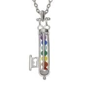 Chakra beads Key pendant - on a 18" Silver chain