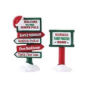 Christmas Village Accessory, North Pole Signs - pack Of 2