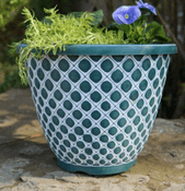 Eco Planter - Green & White Bell Quilt Pot  - 28cm