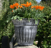 Eco Pot - 11.5" Floral Fluted  - Planter - Metallic Silver