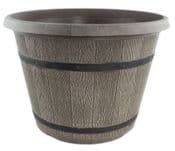 Eco Pot - Recycled Plastic  - Cask Ale Barrel Planter  - Driftwood - 41cm