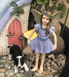 Emily - Vintage Style  Garden Fairy on a  metal stake  - Standing fairy with purple dress.