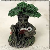 Enchanted Forest -  Green Tree Man Miniature - reading a book
