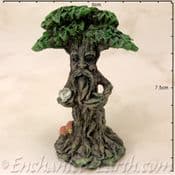 Enchanted Forest -  Green Tree Man Miniature - with scroll  on the left