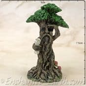 Enchanted Forest -  Green Tree Man Miniature - with scroll  on the left looking out