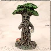 Enchanted Forest -  Green Tree Man Miniature - with scroll  on the  right