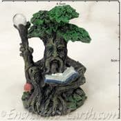 Enchanted Forest -  Green Tree Man Miniature - with Staff reading a  book