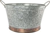 Extra  Large  Tin Galvanised Planter with a Copper Base - 43cm