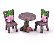 Fairy Garden Miniature s - Tiny Pink Flower Chair & Table set - 4cm