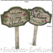 Fairy Garden Woodland Knoll Sign Post - Believe