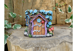 Fairy House Planter- Forget-me-not - Tree Stump Cottage - 14cm.