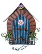 Fairy Kingdom  Opening Metal Fairy Door - Flower window & ladder