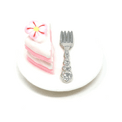Fiddlehead Slice of Cherry Blossom Cake with plate & fork