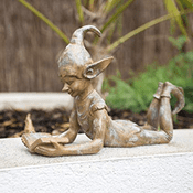 Garden Pixie - Bronze Effect - Lying Pixie - 35cm
