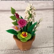 Gardeners World Handmade Miniatures - White Hyacinths & mixed flowers - In a Terracotta Pot - 5cm